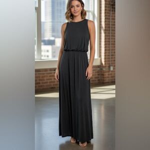 ANN TAYLOR LOFT Maxi Dress Blousant Sleeveless XS Dark Gray